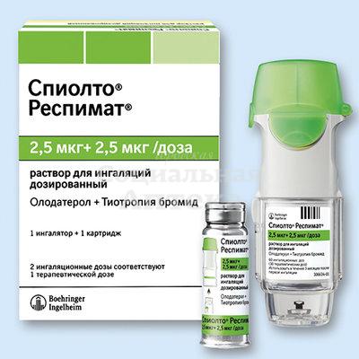 Спиолто Респимат р-р д/инг 2,5мкг+2,5мкг/доза 4мл карт+инг