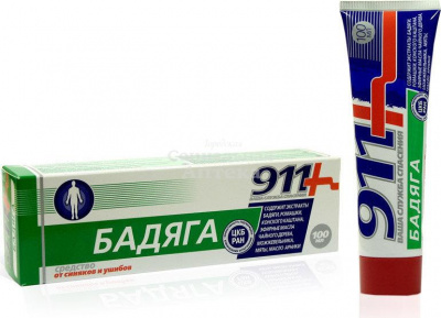 911 Бадяга средство от синяков/ушибов 100мл