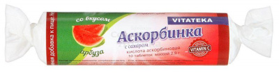 Аскорбиновая к-та с сахаром табл №10 Витатека арбуз
