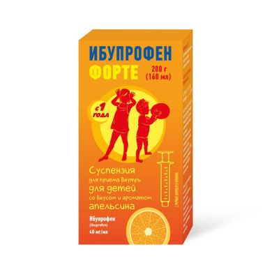 Ибупрофен Форте сусп 40мг/мл 200г флак+шприц (апельсин)