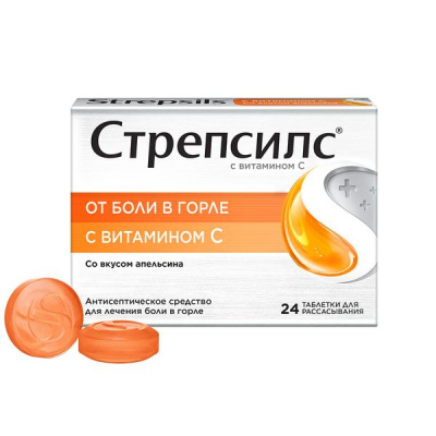 Стрепсилс табл с вит С №24 апельсин